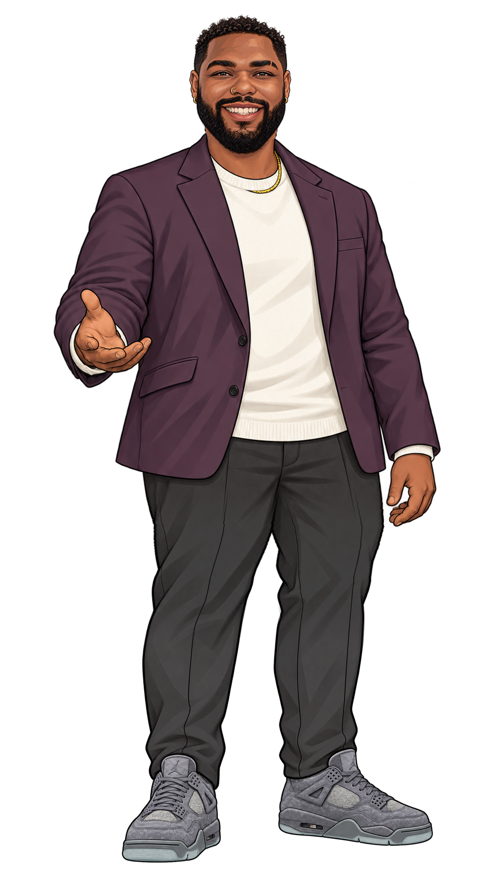 Raymon smiling and extending a welcoming hand